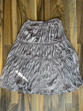 Free People Beige-Taupe Tiered Wrap (kind of) Midi Skirt, XS - EEUC / like new